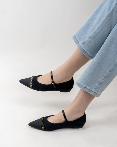 Tweed-Pointed-Toe-Slip-on-Ballet-Mary-Jane-Flats