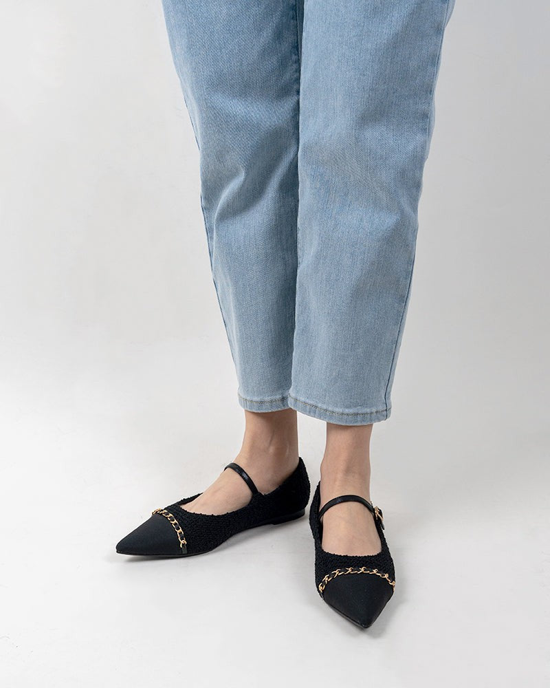 Tweed-Pointed-Toe-Slip-on-Ballet-Mary-Jane-Flats