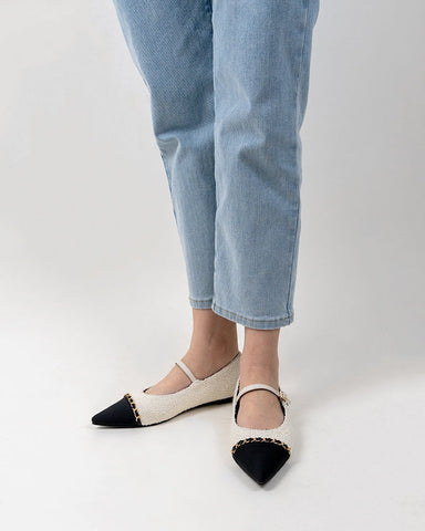 Tweed-Pointed-Toe-Slip-on-Ballet-Mary-Jane-Flats