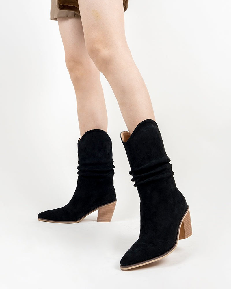 Pointed-Toe-V-Cut-Vintage-Chunky-Heel-Western-Ankle-Boots