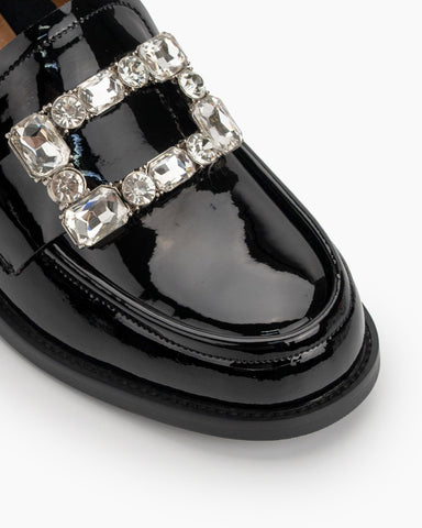 Rhinestones-Square-Buckle-Slip-on-Backless-Loafers