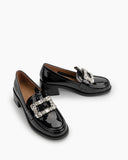 Rhinestones-Square-Buckle-Slip-on-Backless-Loafers