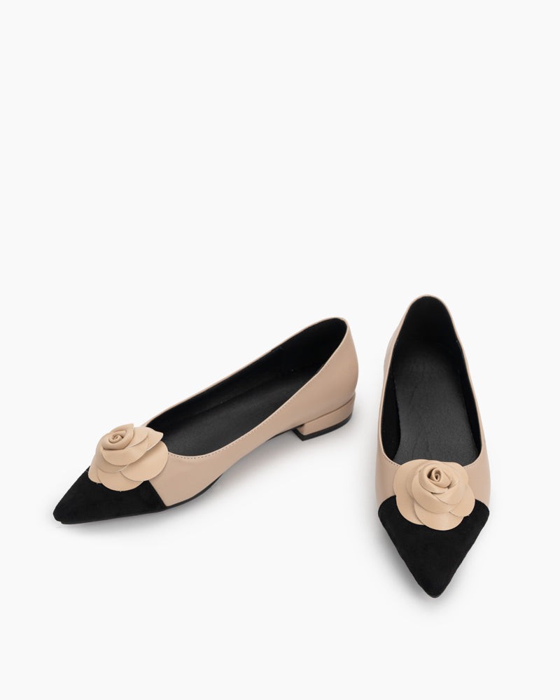 Floral-Decor-Pointed-Toe-Slip-on-flat-Ballet-loafers