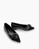 Floral-Decor-Pointed-Toe-Slip-on-flat-Ballet-loafers
