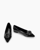 Floral-Decor-Pointed-Toe-Slip-on-flat-Ballet-loafers