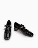 Double-Ankle-Strap-Mary-Jane-Square-Toe-Patent-Mid-Chunky-Heel-Pumps