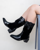 Western Pointed Toe Mid Calf Cowboy Boots