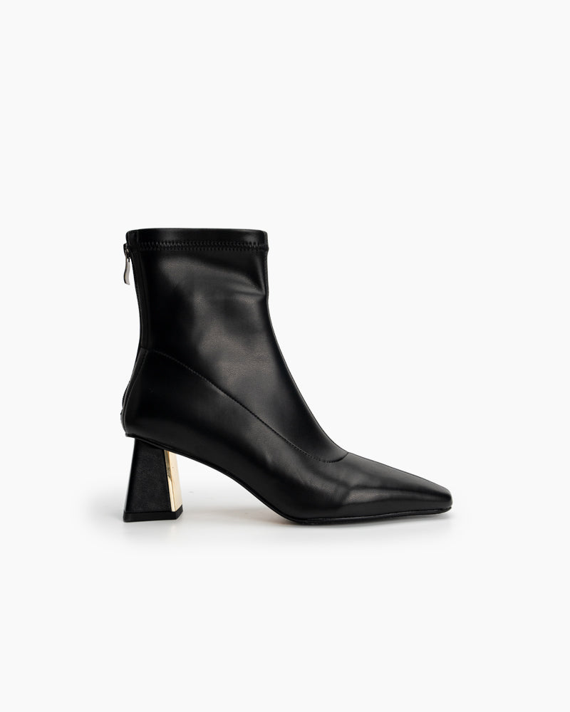 Square Toe Flare Block Heel Soft Stretch Boots