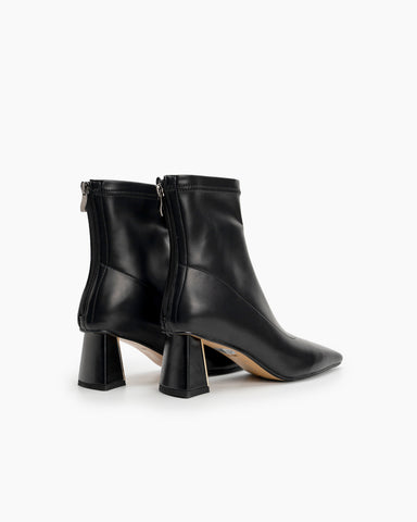 Square Toe Flare Block Heel Soft Stretch Boots