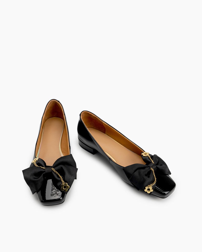 Chain-Bowknot-Decor-Chunky-Heel-Flat-Loafers