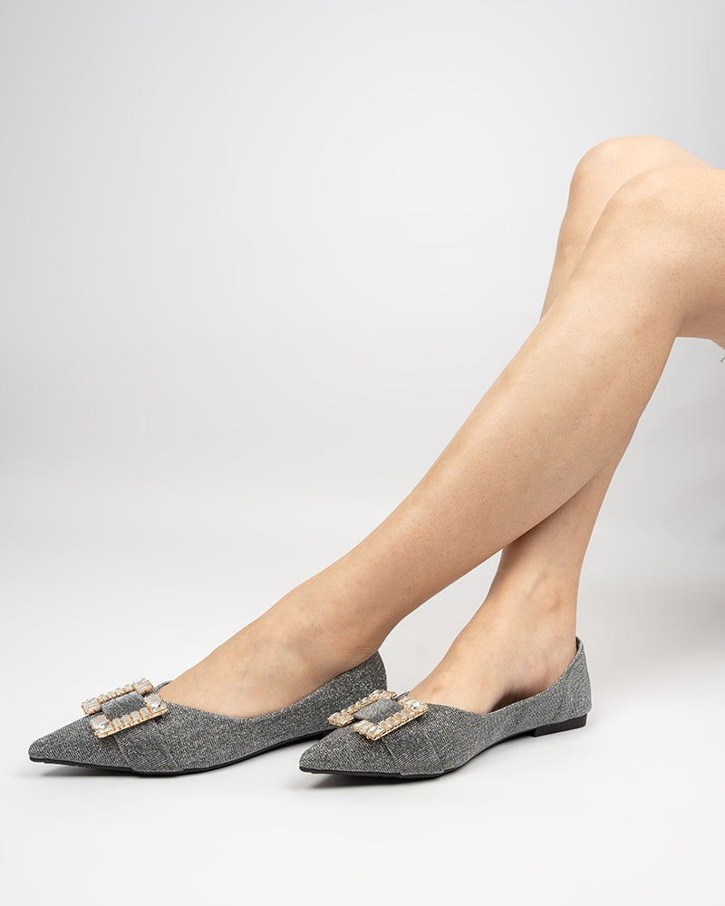 Pointed-Toe-Rhinestone-Buckle-Slip-on-Flat-Loafers