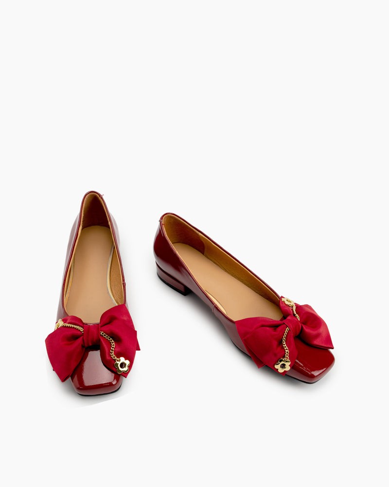 Chain-Bowknot-Decor-Chunky-Heel-Flat-Loafers