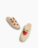 Horsebit-Classic-Metal-Buckle-Heart-Embroidered-Slip-On-Backless-flat-Mules