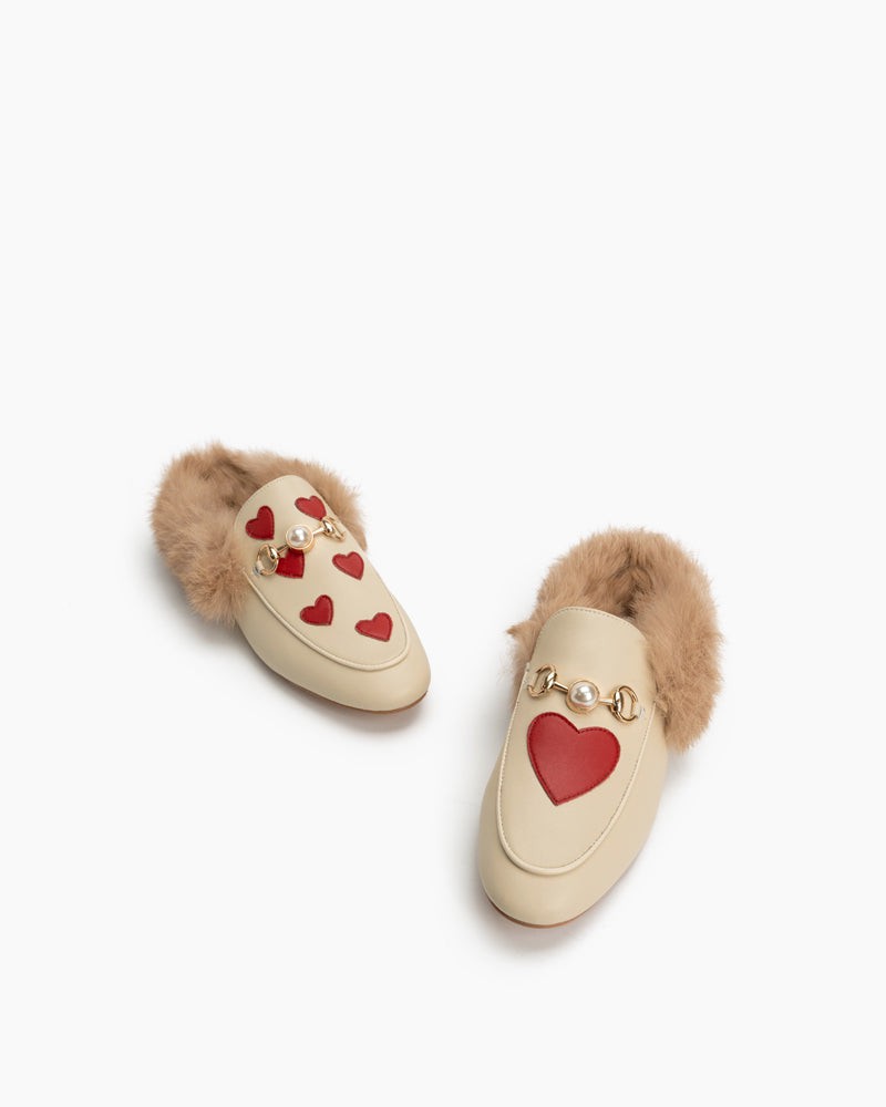 Pearl-Buckle-Love-Plush-Fur-Flat-Mules