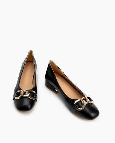 Metal-Decor-Round-Toe-Chunky-Heel-Loafers