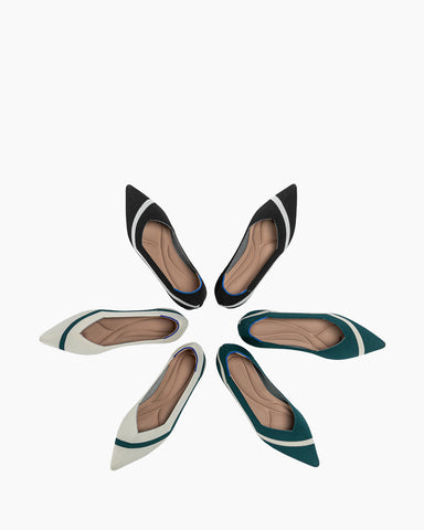 Stripe Colorblock V-Cut Ballet Flats