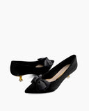 Bow-Knot-Pointed-Toe-Stiletto-Kitten-Heel-Leather-Pumps
