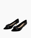 Bow-Knot-Pointed-Toe-Stiletto-Kitten-Heel-Leather-Pumps