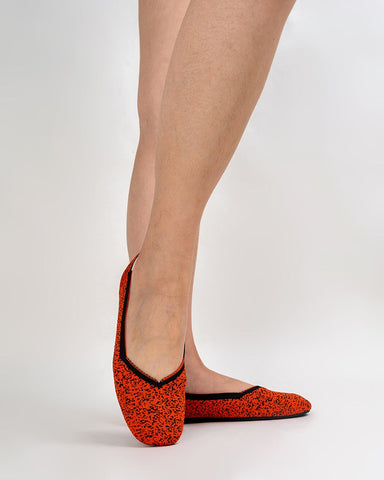 Red & Black Pattern Square-Toe Flats