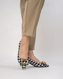 Metal-Buckle-Pointed-Toe-Middle-Heel-Pumps