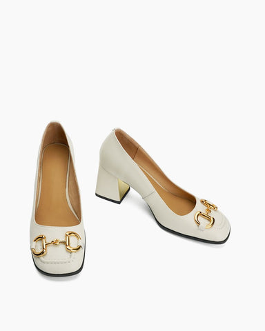 Horsebit-Classic-Thick-Heel-Shallow-Mouth-Leather-Sandals-Loafers