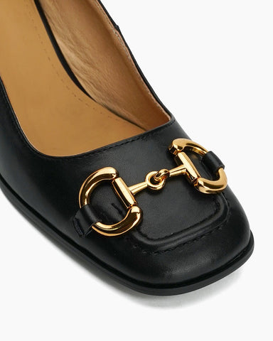 Horsebit-Classic-Thick-Heel-Shallow-Mouth-Leather-Sandals-Loafers
