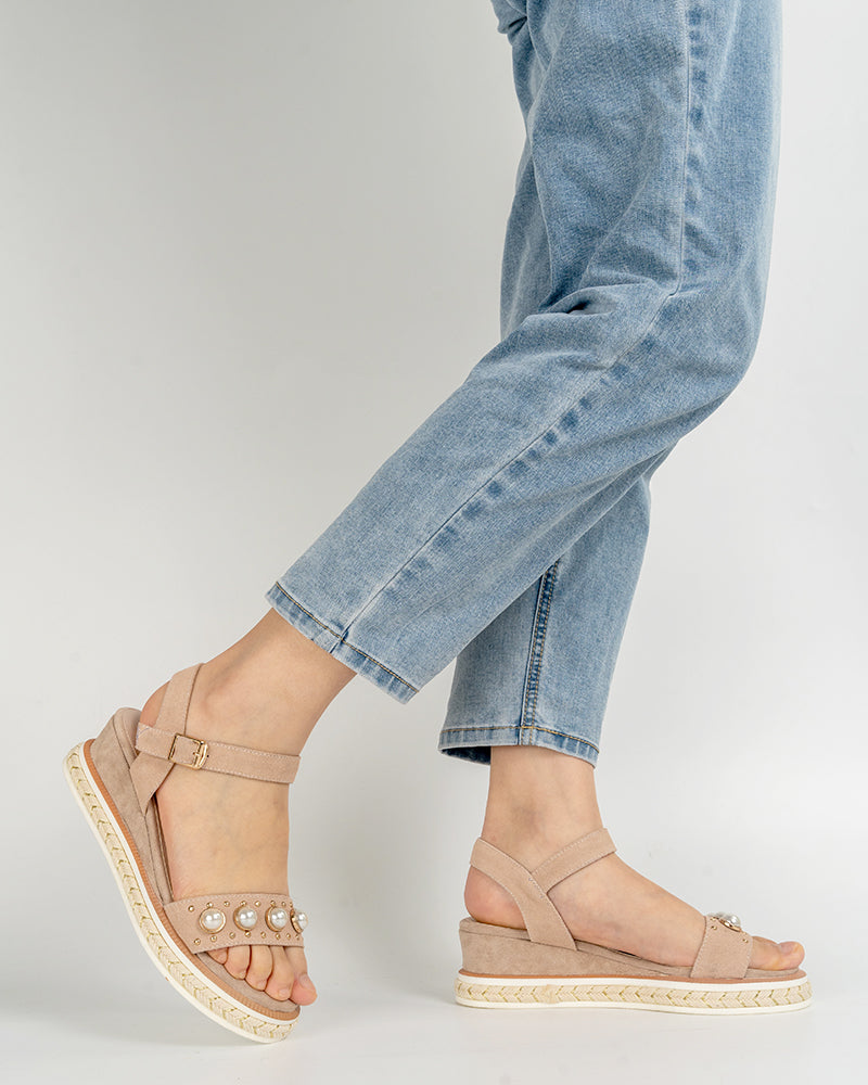 Faux-Pearl-Decor-Ankle-Strap-Platform-Wedge-Leather-Sandals