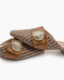 Unique Round Metal Decor Houndstooth Pattern Mules