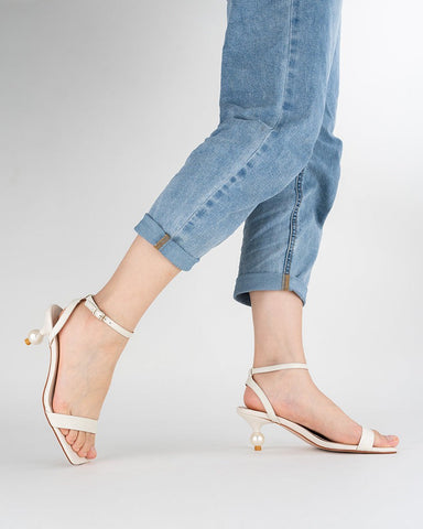 Thin Strap Pearl Decor Sandals