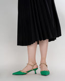 Lychee-Pattern-Rivet-Decor-Ankle-Strap-Slingback-Sandals-Pointed-Toe-Kitten-heel