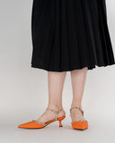 Lychee-Pattern-Rivet-Decor-Ankle-Strap-Slingback-Sandals-Pointed-Toe-Kitten-heel
