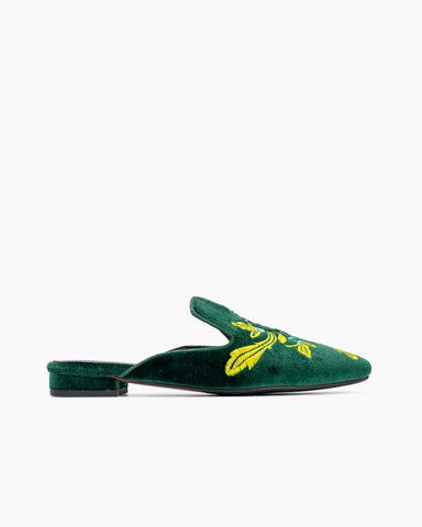 Embroidered-Floral-Flat-Pointed-Toe-Suede-Mules