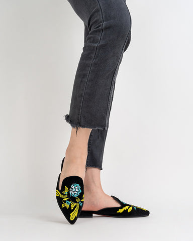 Embroidered-Floral-Flat-Pointed-Toe-Suede-Mules