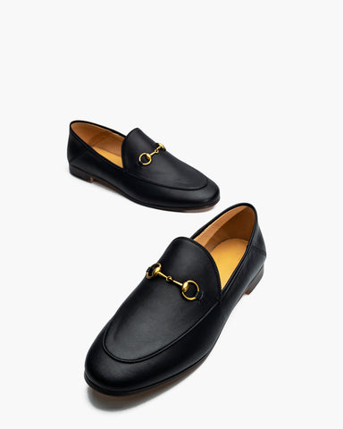 Horsebit-Classic-Metal-Buckle-Leather-Flat-Loafers