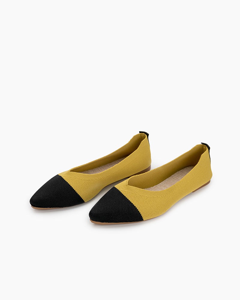 Pointed-Toe-Ballet-Colorblock-Patchwork-V-Cut-Flats