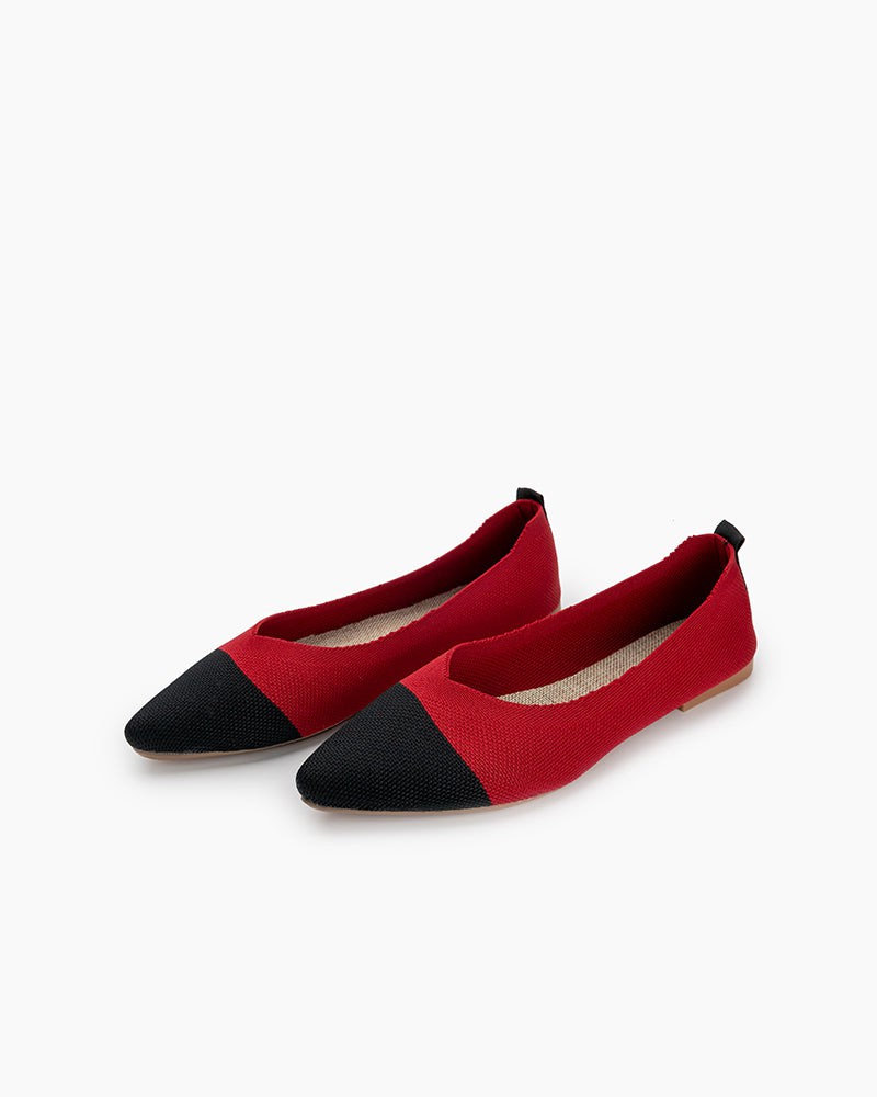 Pointed-Toe-Ballet-Colorblock-Patchwork-V-Cut-Flats