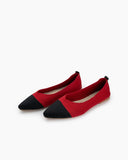 Pointed-Toe-Ballet-Colorblock-Patchwork-V-Cut-Flats