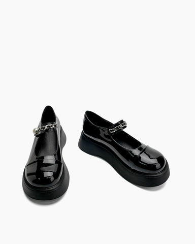 Two Tone Round Toe Platform Mary Janes