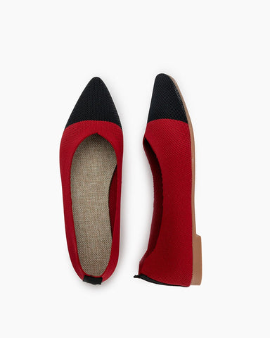 Pointed-Toe-Ballet-Colorblock-Patchwork-V-Cut-Flats