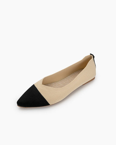Pointed-Toe-Ballet-Colorblock-Patchwork-V-Cut-Flats