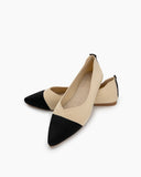 Pointed-Toe-Ballet-Colorblock-Patchwork-V-Cut-Flats