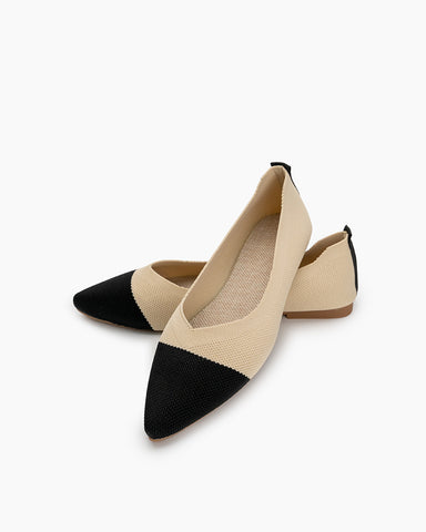 Pointed-Toe-Ballet-Colorblock-Patchwork-V-Cut-Flats
