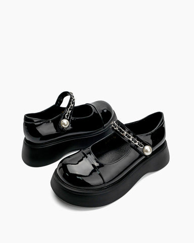Two Tone Round Toe Platform Mary Janes
