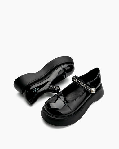 Two Tone Round Toe Platform Mary Janes