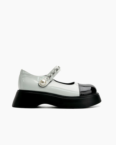 Two Tone Round Toe Platform Mary Janes