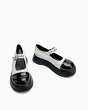 Two Tone Round Toe Platform Mary Janes
