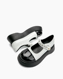 Two Tone Round Toe Platform Mary Janes