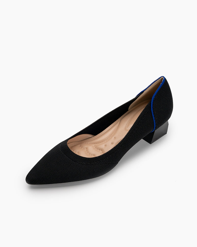 Contrast-Knit-Piping-Pointed-Toe-Ballet-Chunky-Heels