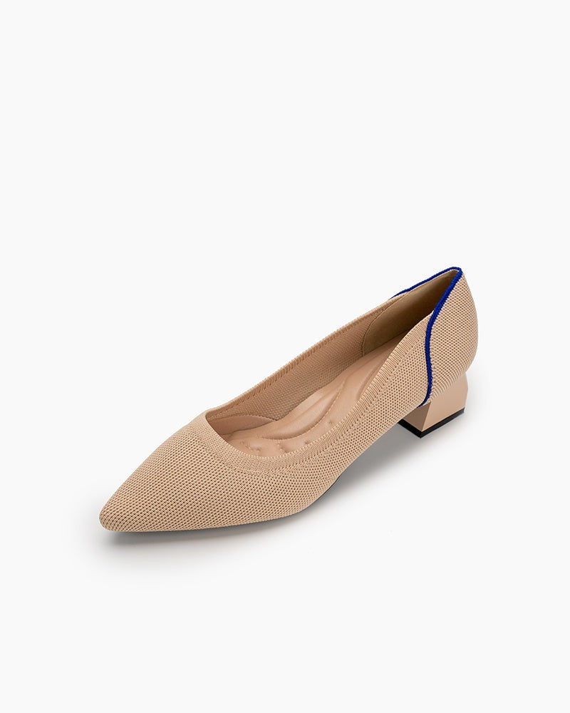 Contrast-Knit-Piping-Pointed-Toe-Ballet-Chunky-Heels