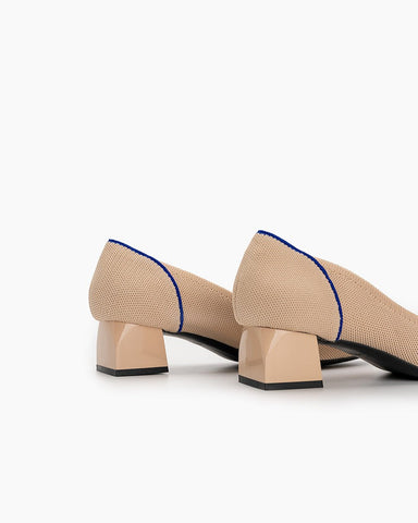 Contrast-Knit-Piping-Pointed-Toe-Ballet-Chunky-Heels